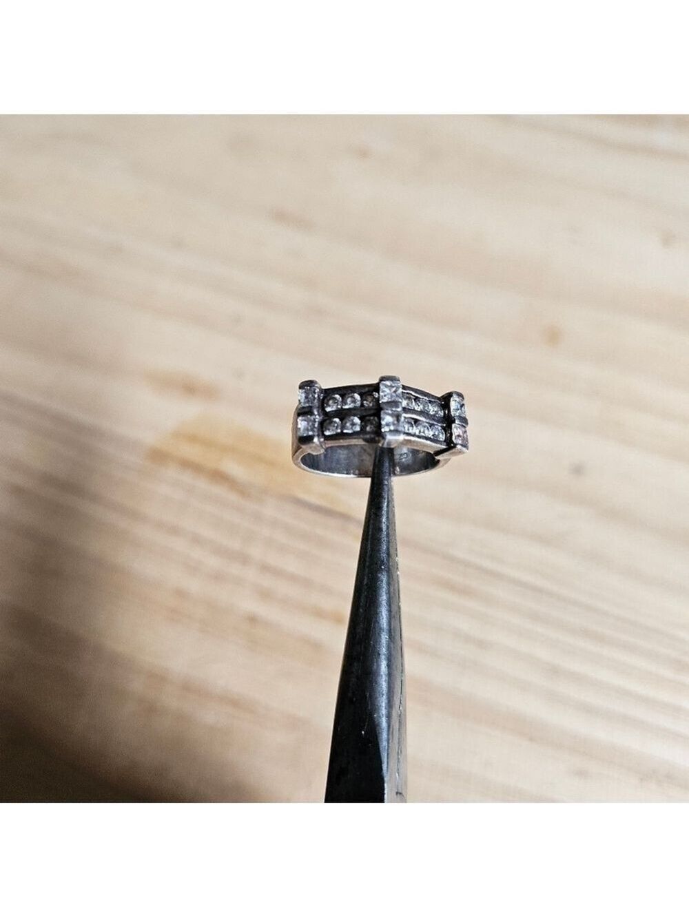 Vintage Sterling & Cz Ring, Size 7 - Picture 2 of 11